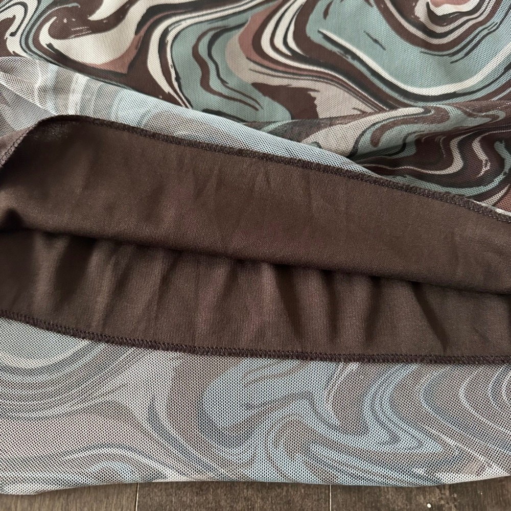 NWOT Pull&Bear Womens Mesh Mini Dress‎ Cowl Neck Retro Grunge Chocolate Brown S - Picture 4 of 8